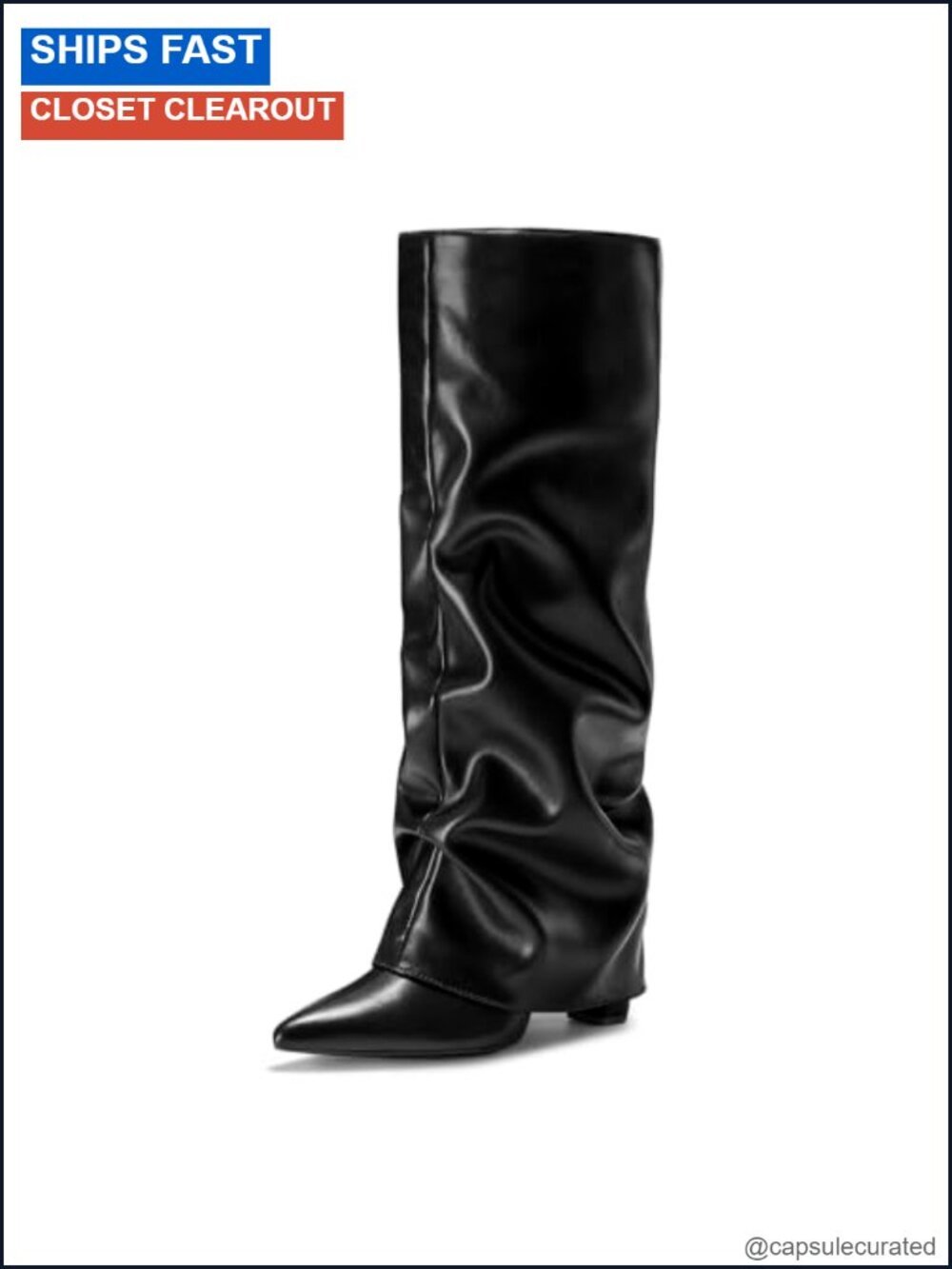 Knee High Slouch Boots Women Faux Suede Block Heel Pull On